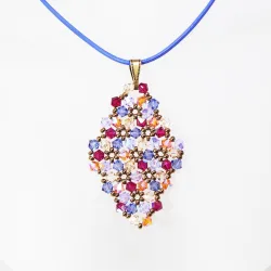 Pendant 45cm - Terence Rhombus M-Lavender Leather - Pendant 45cm - Laiton bronze